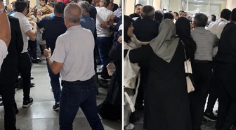 Adliye içerisinde taraflar birbirine girdi: Tekmeli yumruklu kavga kameraya yansıdı