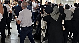 Adliye içerisinde taraflar birbirine girdi: Tekmeli yumruklu kavga kameraya yansıdı