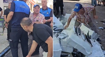 Zabıta uyardı, esnaf çılgına döndü! Balıkları tek tek yere fırlattı
