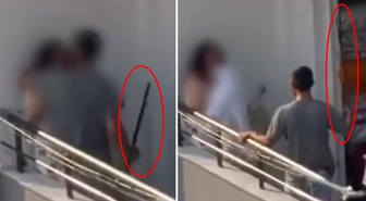 Balkonda kadına sopalı dehşet kamerada! Çığlıkları böyle yankılandı