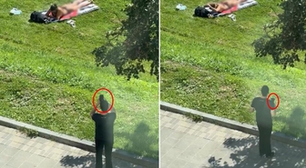 Parkta skandal görüntü! Güneşlenen kadını gizlice fotoğrafladı