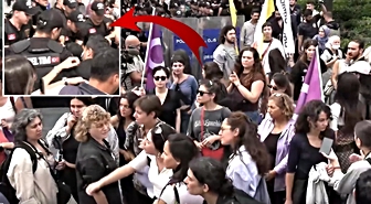 Adliye önünde toplanan LGBTİ'lere polis müdahalesi! O anlar kamerada