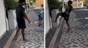 Orban Türkiye'ye çabuk alışmış! Çıplak ayakla sokağa indi, mahalledeki çocuklarla futbol oynadı