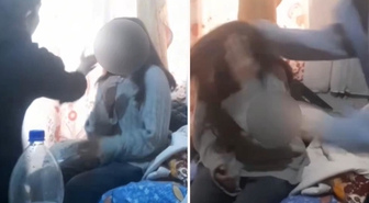 Dehşete düşüren görüntüler! Küçük kızı defalarca tokatladılar
