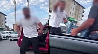Trafikte 'Neden kornaya bastın' kavgası! Öfkeli sürücünün dehşet saçtığı anlar kamerada