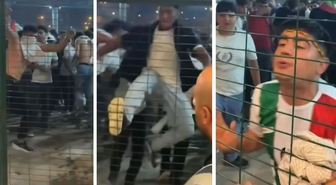 Stadyum girişinde skandal görüntü! Polise tükürdüler