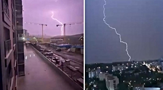 Ankara'da gök gürültülü sağanak trafiği aksattı, şimşekler cep telefonuyla kaydedildi