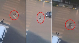 Cadde dereye döndü, düşen çocuk kalkamadı! Yardım eli otomobilin camından uzandı