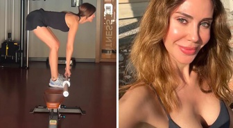 Demet Şener spor yaparken yere kapaklandı! İşte o anlar