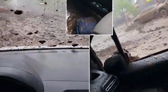Şili'de sel felaketi! Sulara kapılan sürücü dehşet anlarını kaydetti