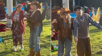 Ajda Pekkan, Tuzlu Kahve’ye konuk oldu! Kovboy kıyafetiyle halay çekti