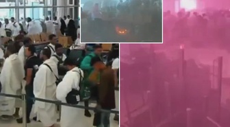 Umreciler uçuşa hazırlanırken havalimanına füze yağdı