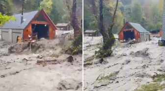 Sakarya Sapanca'da bungalov azgın sulara kapılıp sürüklendi