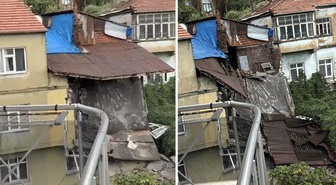 Zonguldak'ta 3 gündür etkili sağanak sonrası duvarı çöken evin kalan bölümü de çöktü