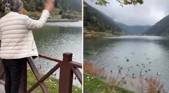 Şenol Güneş ördekleri besledi, yorumu yine kendine has oldu