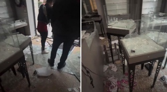 Fransa'da yağmalanan kuyumcunun son hali kameraya yansıdı