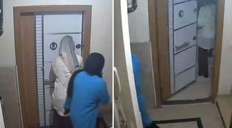 Hırsız kadınlar kamerada! Kapıyı açıp daireye girdiler ama o anda hiç beklemedikleri bir şey oldu