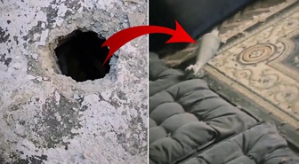 Husiler'in ateşlediği havan mermisi, bir evin duvarını delerek içeri düştü