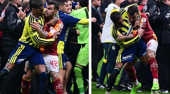 Galatasaray-Fenerbahçe derbisi biter bitmez kavga çıktı