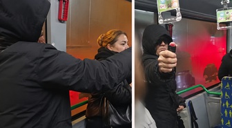 Kadına yumruk attı, otobüsü birbirine kattı! Biber gazlı saldırgan kameralara yakalandı