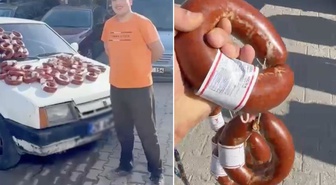 Eskişehir'de ilginç takas! 100 bin liralık otomobilini 100 kilo sucukla takas etti