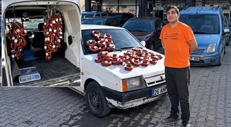 Duyanlar şaşıp kalıyor! Aracını sucuk ile takas etti