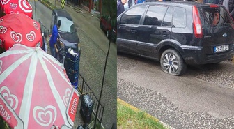 Giresun'da kontrolden çıkan otomobil market önünde yayalara daldı! Market çalışanı son anda kurtuldu