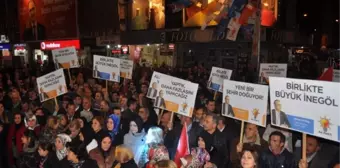 İnegöl Belediye Başkan Adayı Aktaş İçin Miting Gibi Kutlama