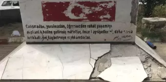 Atatürk büstünün bakımsız hali tepki çekti