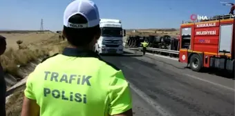 Kaza yapan tırın dorsesindeki gıda maddeleri yola saçıldı: 1 yaralı