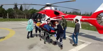 Patpat kazasında yaralanan genç ambulans helikopterle hastaneye kaldırıldı