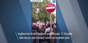 Protestocular Köle Tüccarının Heykelini Yıktı