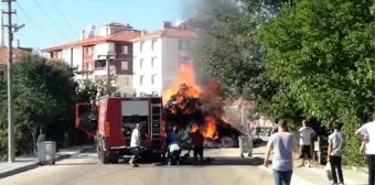 Ankara'da, saman yüklü TIR alev alev yandı