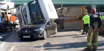 Şişli'de mucize kurtuluş! Otomobilin üzerine hafriyat kamyonu devrildi