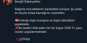 Sakarya'da evlerde toplu buluşma ve etkinliklere 3 bin 150 lira ceza kesilecek