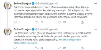 Emine Erdoğan: 'Marmara Denizi'nin eski temiz günlerine döneceğini ümit ediyorum'