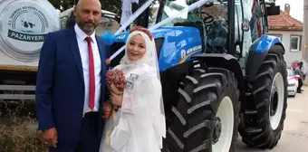 Çiftçi damat traktörünü gelin arabası yaptı