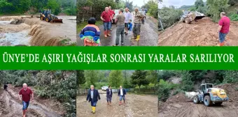 ÜNYE'DE AŞIRI YAĞIŞLAR SONRASI YARALAR SARILIYOR