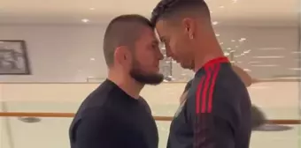 İki efsane burun buruna geldi! Khabib ile Ronaldo'nun o anlarına yağmur gibi beğeni yağdı