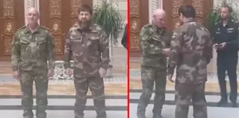 Rusya'nın Çeçen lider Kadirov'a korgeneral rütbesi verdiği anlar kamerada