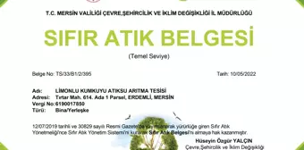 Meski Limonlu-Kumkuyu Atıksu Arıtma Tesisi'ne 'Sıfır Atık Belgesi'