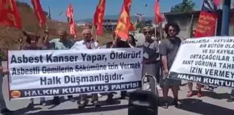 Hkp'den Asbestli Geminin Sökümünün Yapılacağı Firma Önünde Protesto Eylemi: 'Aliağa'ya Girişi Yasaklanmalı'