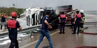 Son dakika haberi... Devrilip alev alan TIR'ın şoförü öldü