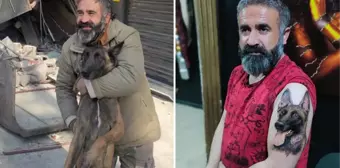 Enkaz altında hayatını kurtaran köpeğin resmini vücudunda ömür boyu taşıyacak