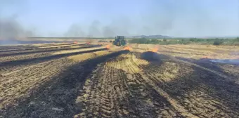 Edirne Keşan'da Buğday Ekili Tarlalarda Yangın