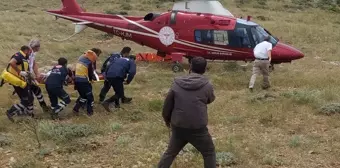 Konya'da Dağda Baygınlık Geçiren Kişi Ambulans Helikopterle Hastaneye Kaldırıldı