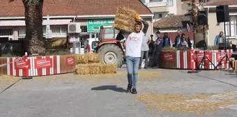 Çanakkale'de balya taşıma ve halat çekme yarışması düzenlendi