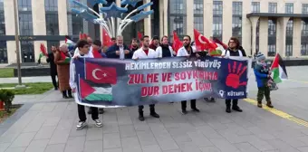 Kütahya'da Sağlık Çalışanları İsrail'in Filistin'e Yaptığı Zulmü Protesto Etti