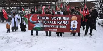 Erzurum'da Hekimler İsrail'in Gazze'ye Yönelik Saldırılarını Protesto Etti