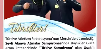 Uşak Valisi Turan Ergün, Türkiye Şampiyonu olan Uşaklı sporcuyu tebrik etti